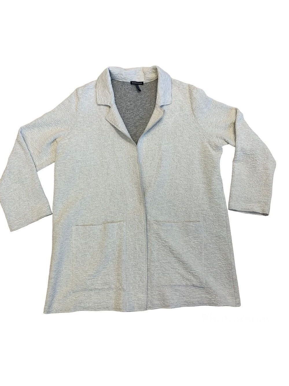 EILEEN Fisher light grey textured blazer Sz L